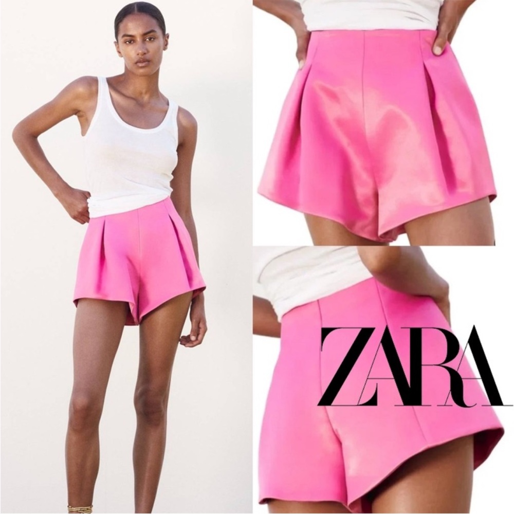 Zara Pink Satin Shorts